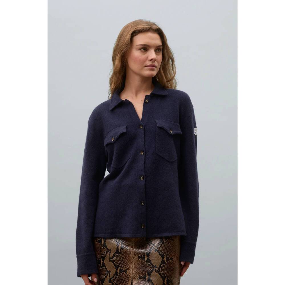 NEW POWDER PUFF COLLECTION cashmere work shirt in navy